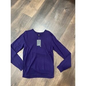 Magaschoni Purple 100% Wool V-Neck Sweater‎ NWT Mens XS Long Sleeve Knit Top